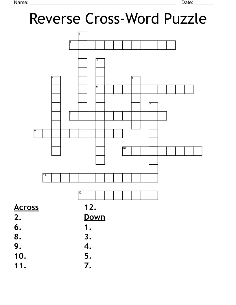 Reverse Cross Word Puzzle Crossword WordMint