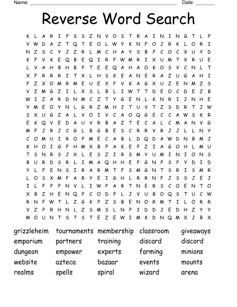 Reverse Word Search WordMint