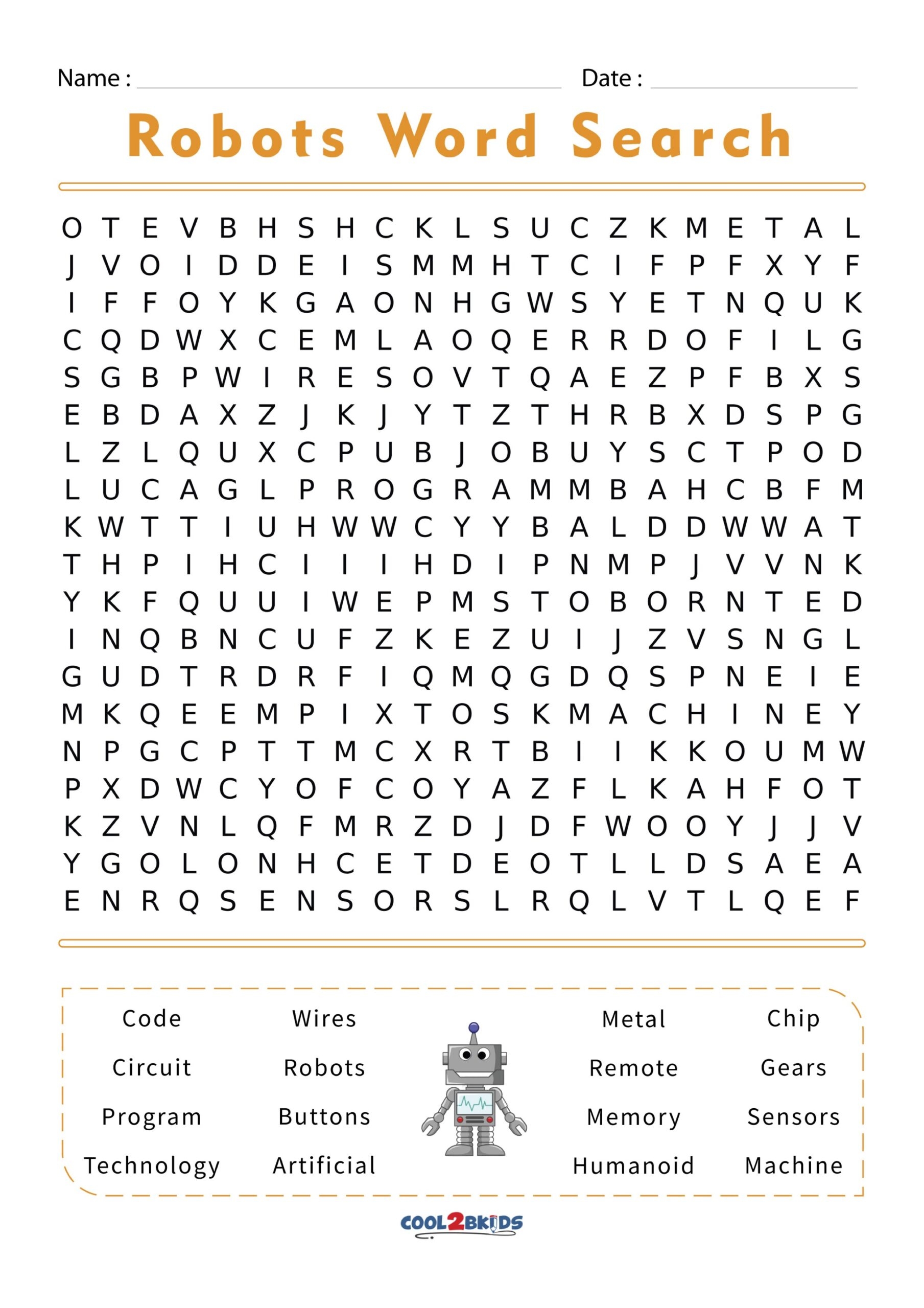 Robot Word Search Heritage Square