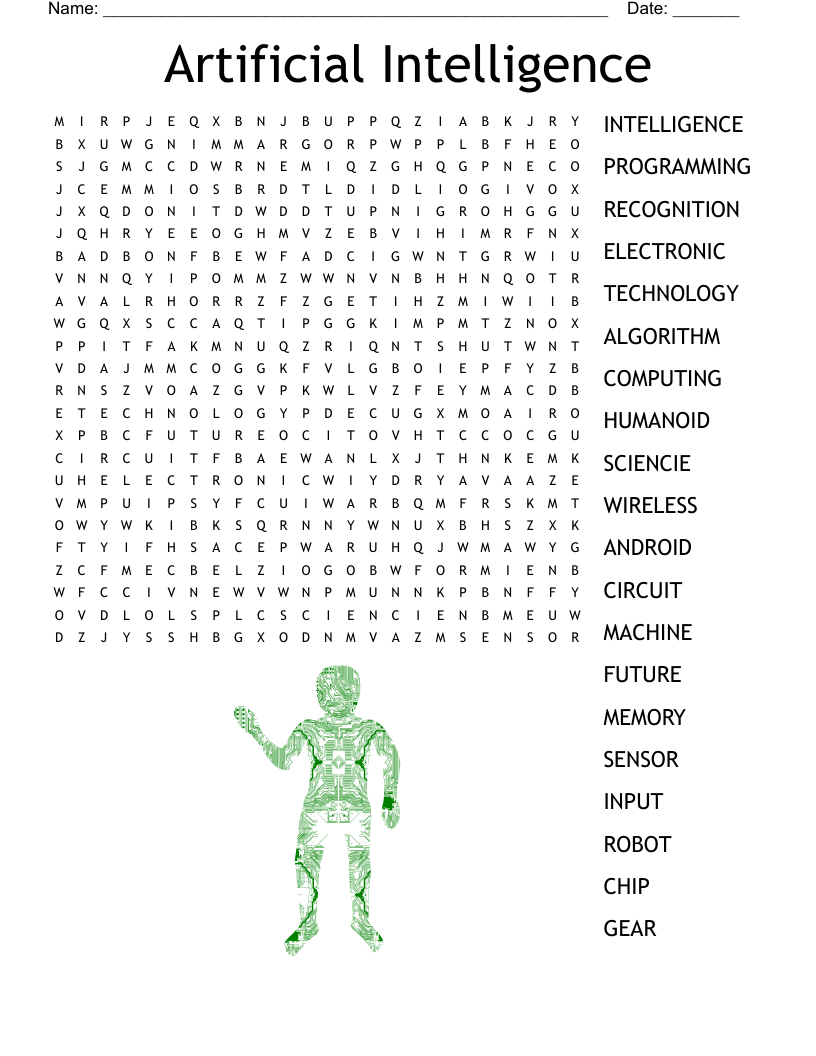Robot Word Search Printable
