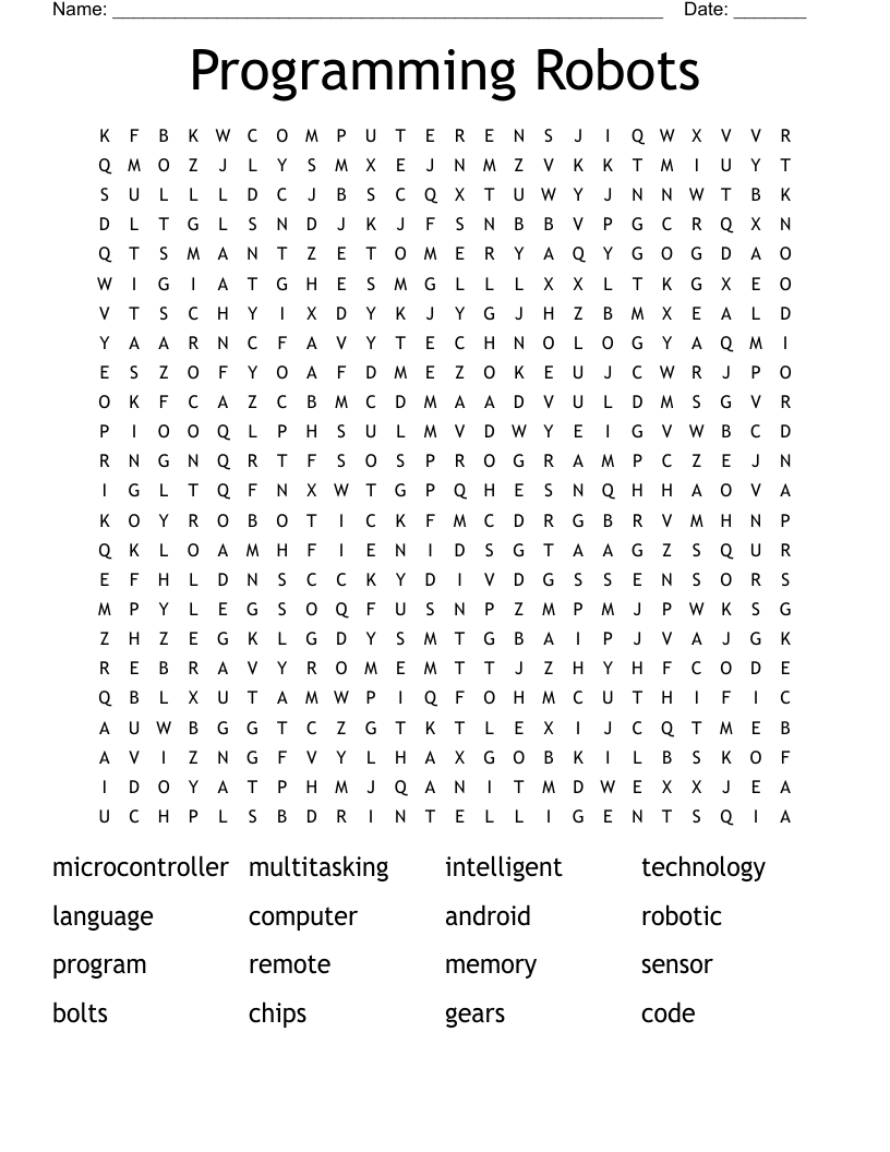 Robot Word Search WordMint