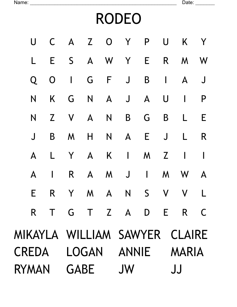 RODEO Word Search WordMint RODEO Word Search WordMint