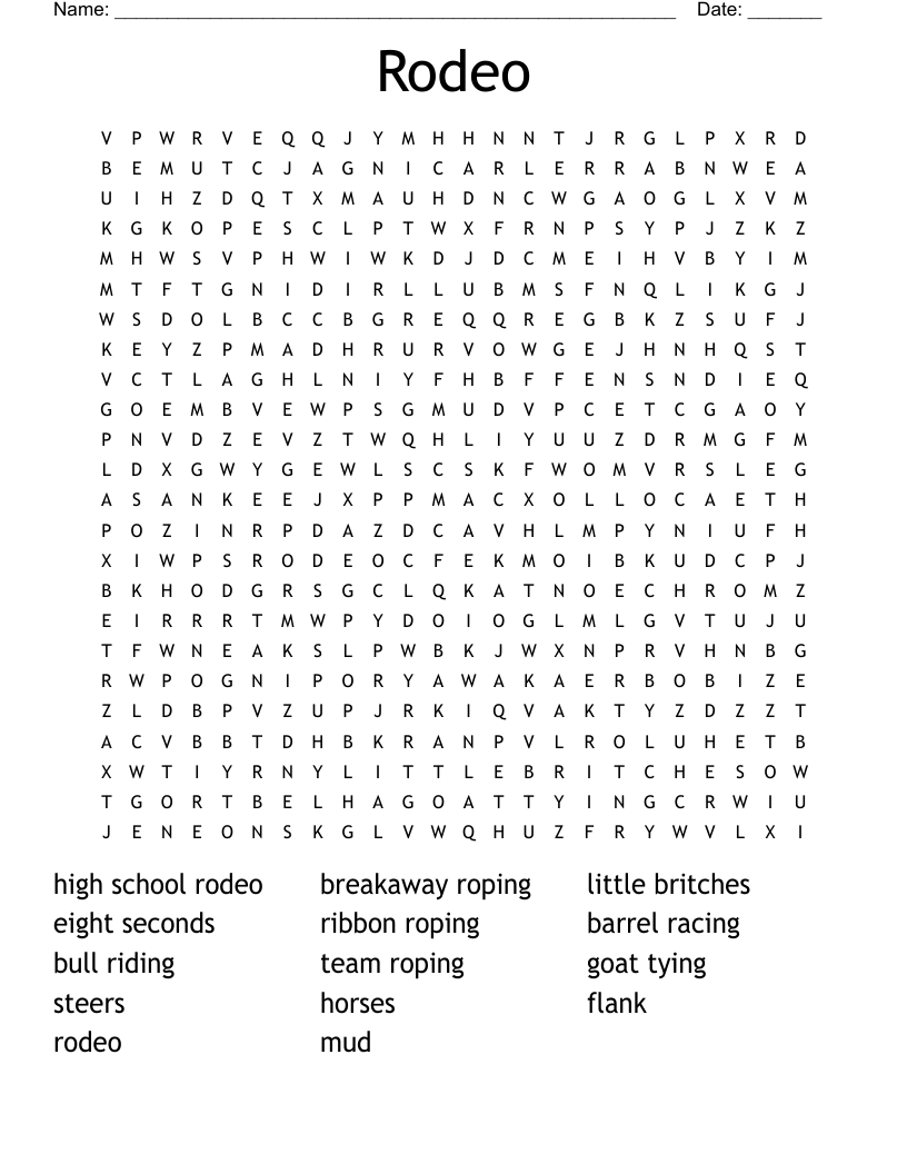 Rodeo Word Search WordMint