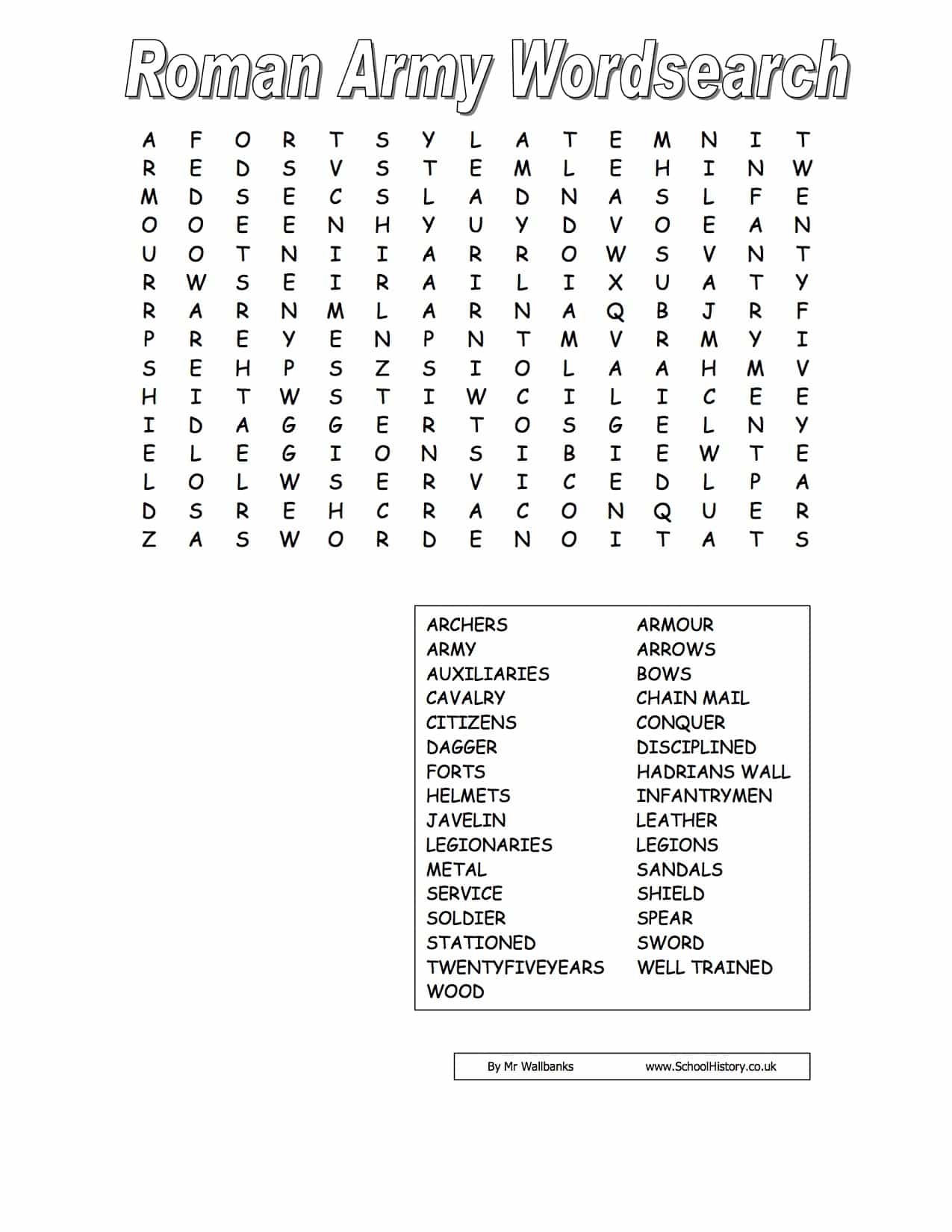 Roman Word Search Printable