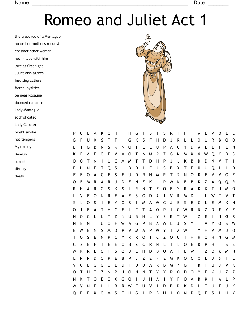 Romeo And Juliet Act 1 Word Search WordMint