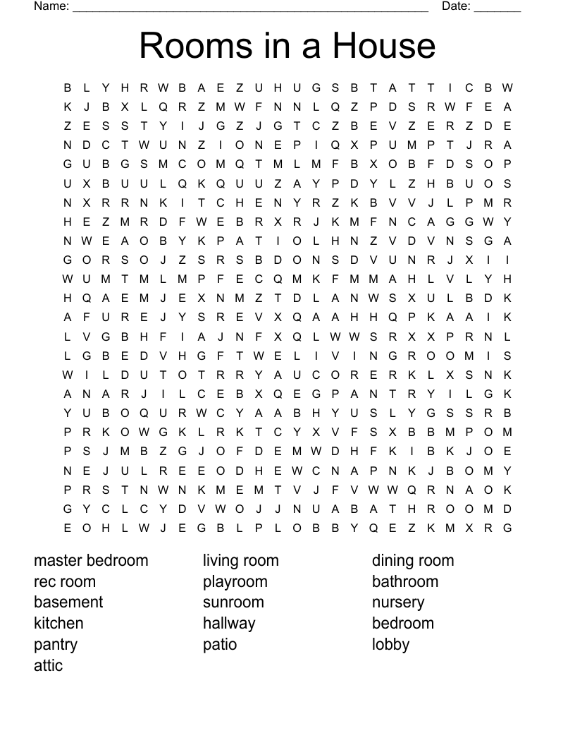 Rooms In A House Word Search WordMint Rooms In A House Word Search WordMint
