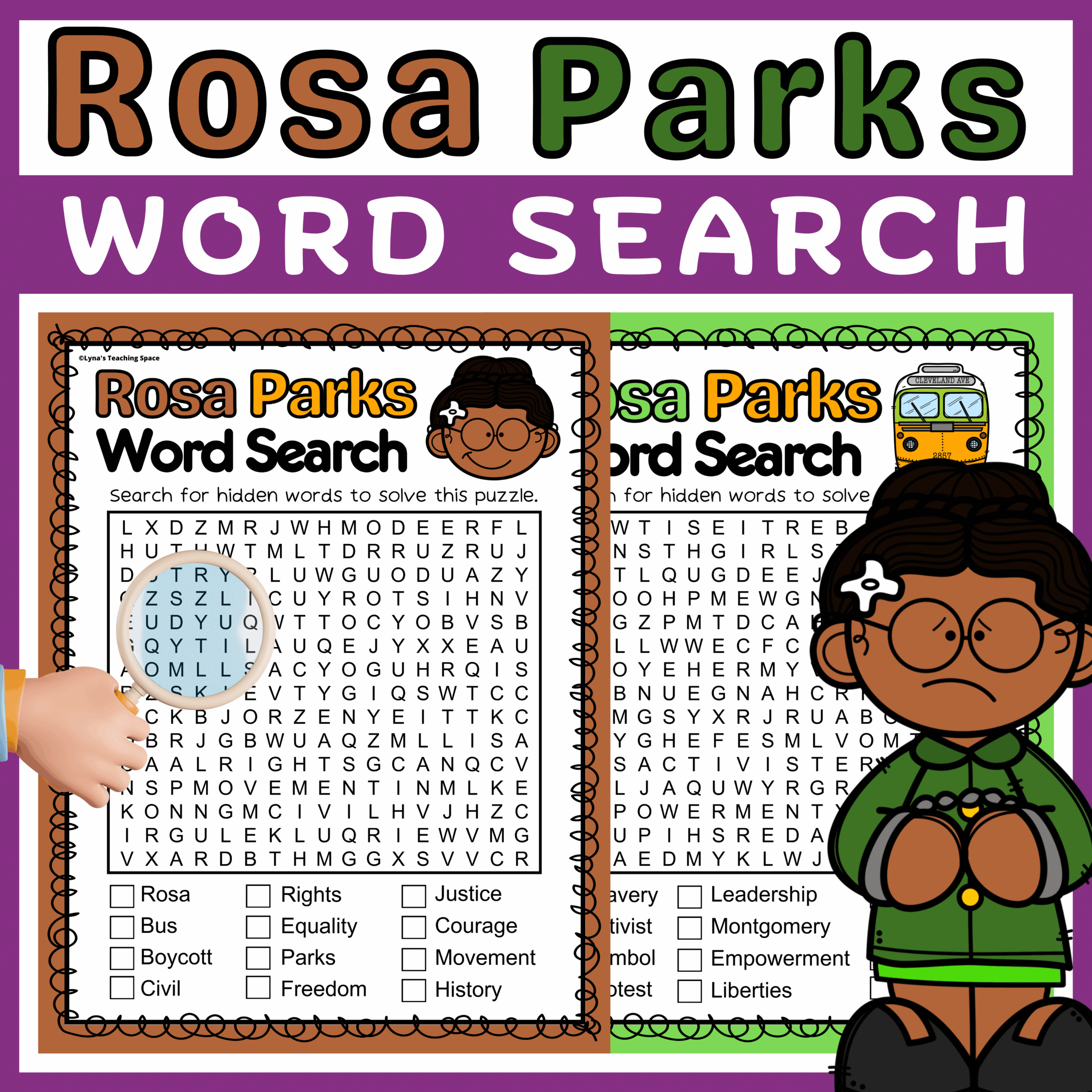 Rosa Parks Word Search Puzzle Worksheet Activity No Prep Made By Teachers