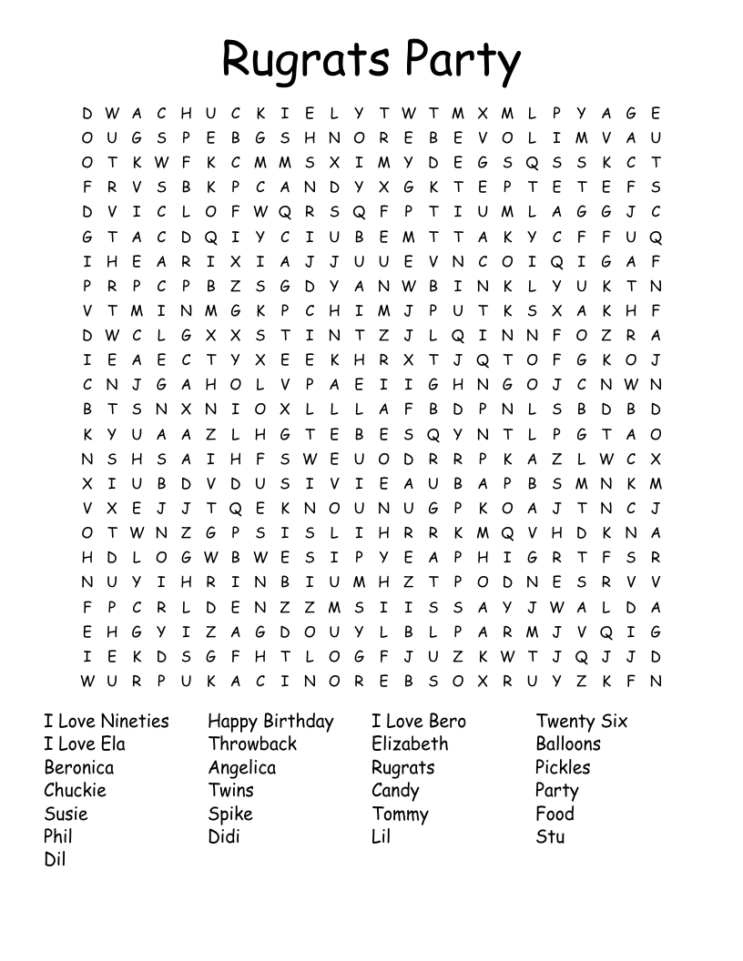 Nickelodeon Word Search Printable