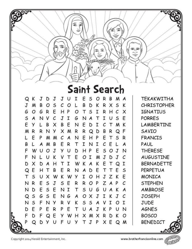 Saints Word Search CatholicBrain
