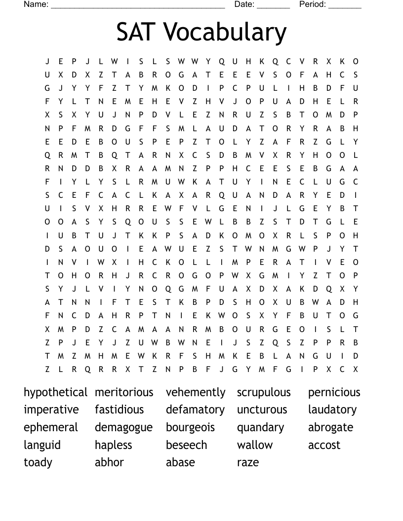 SAT Vocabulary Word Search WordMint