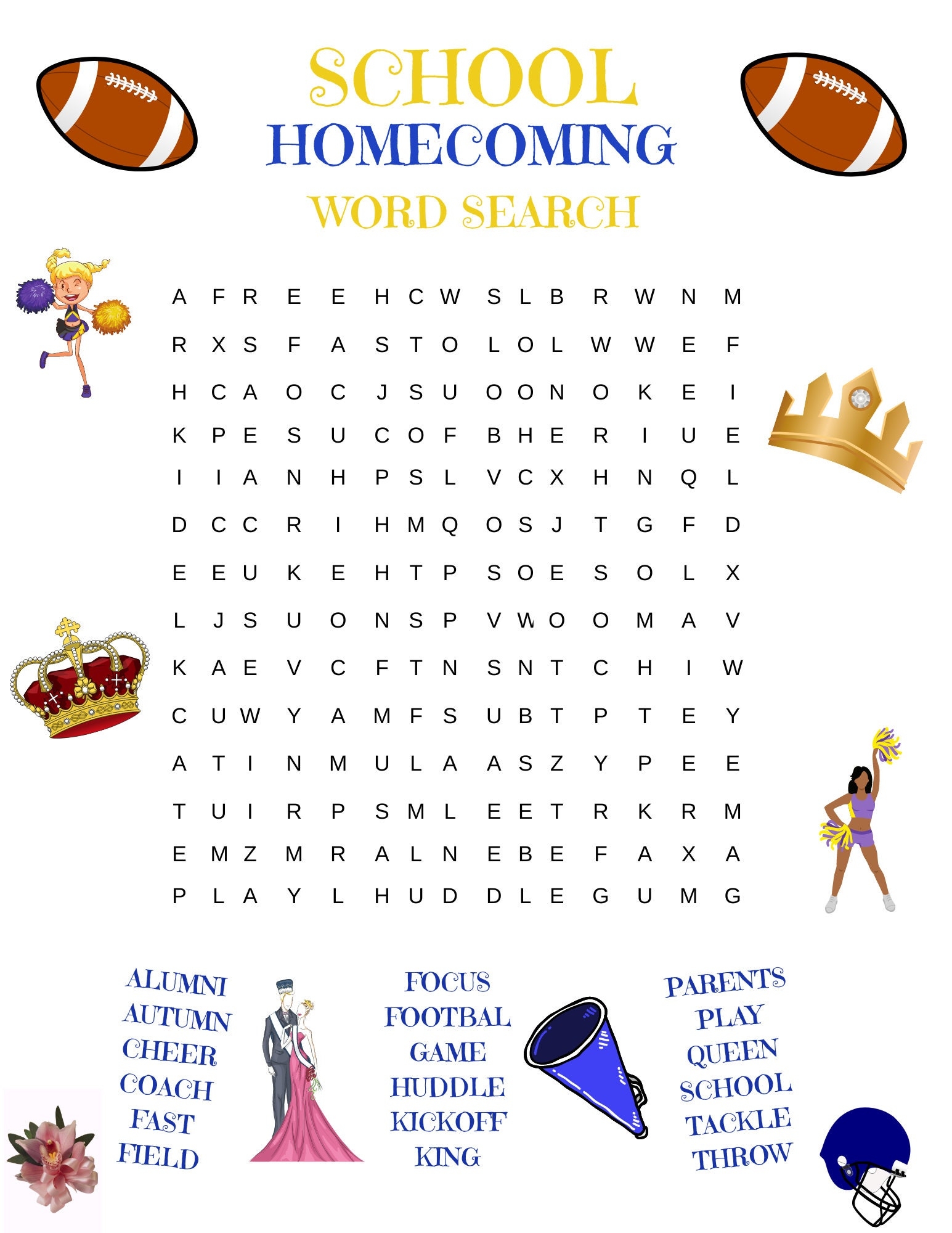 School Homecoming Word Search Puzzle Homecoming Download 