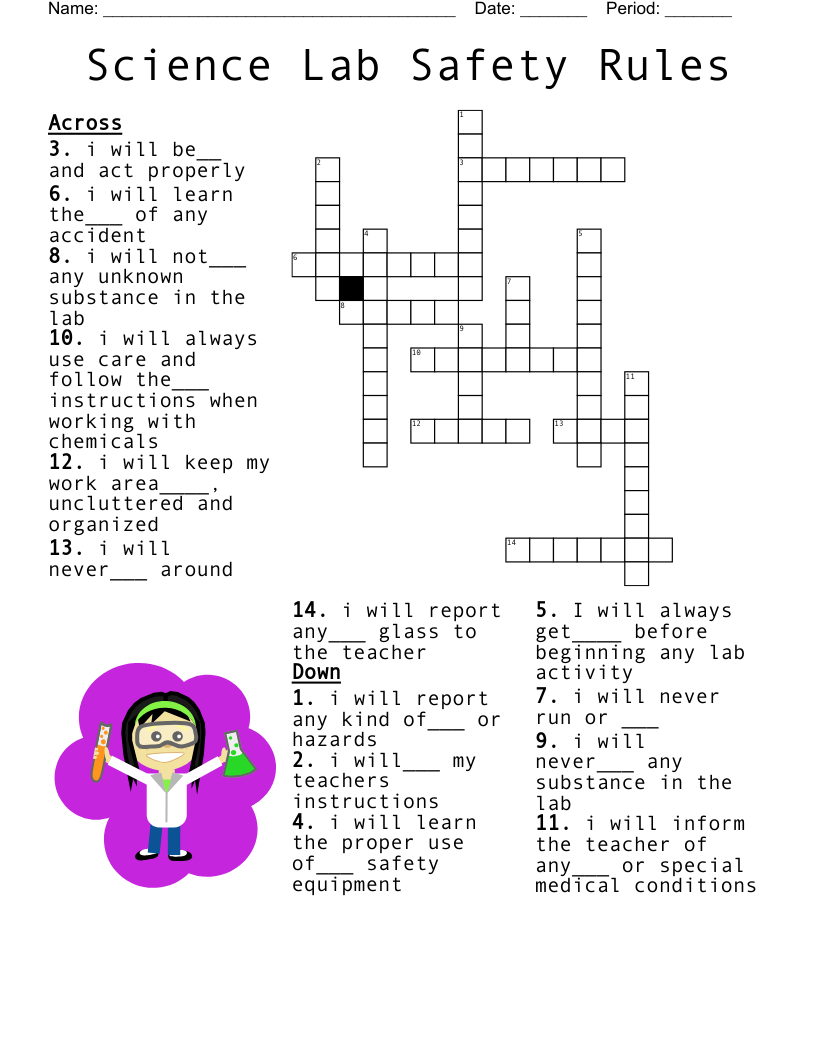 Science Lab Safety Rules Word Search WordMint