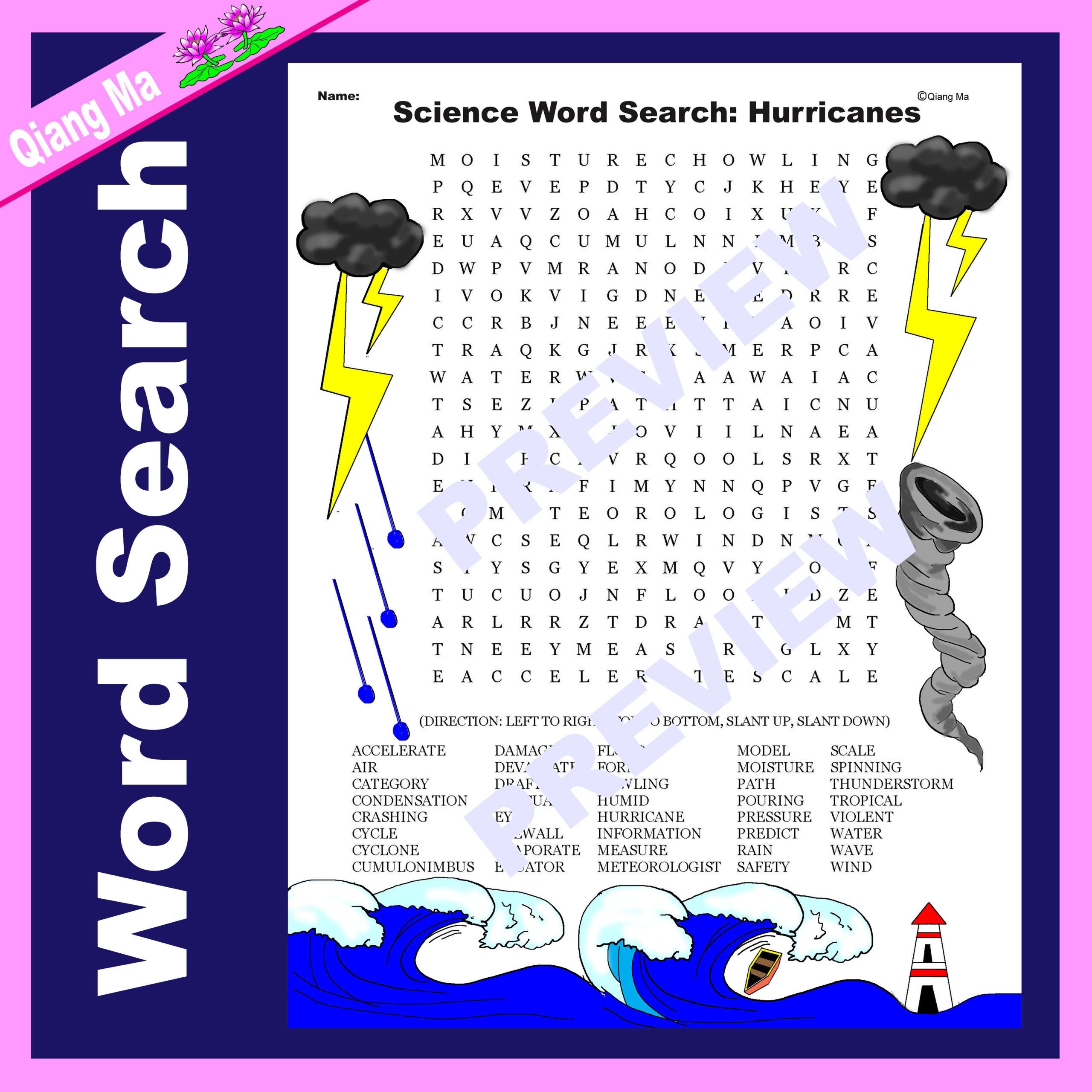 Science Word Search Hurricanes Made By Teachers
