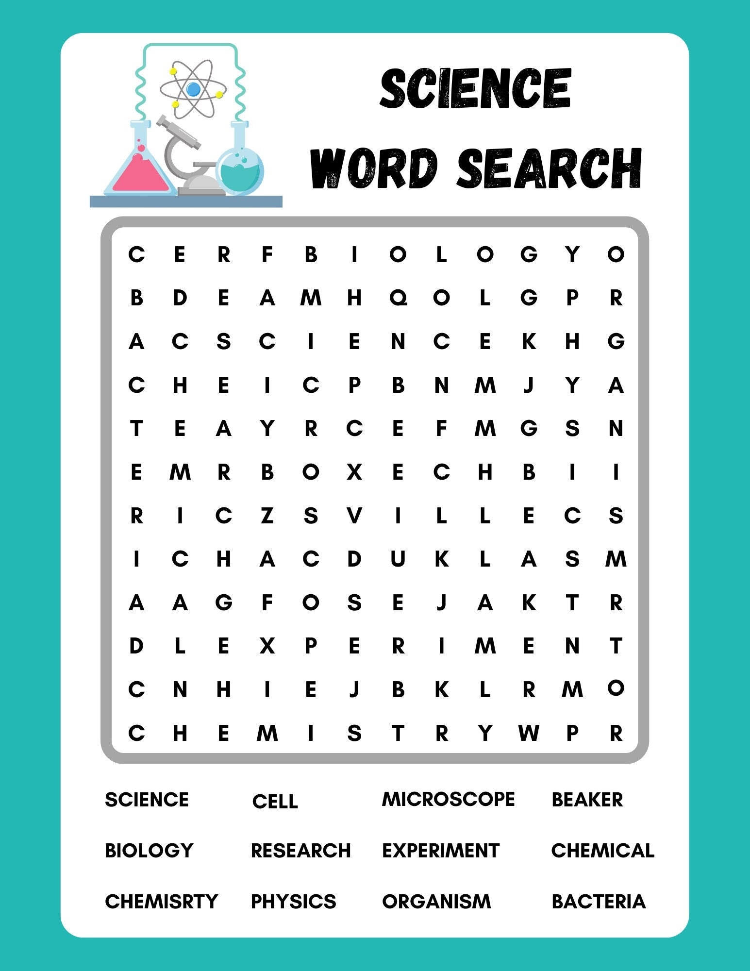 Free Printable Science Word Search Puzzles