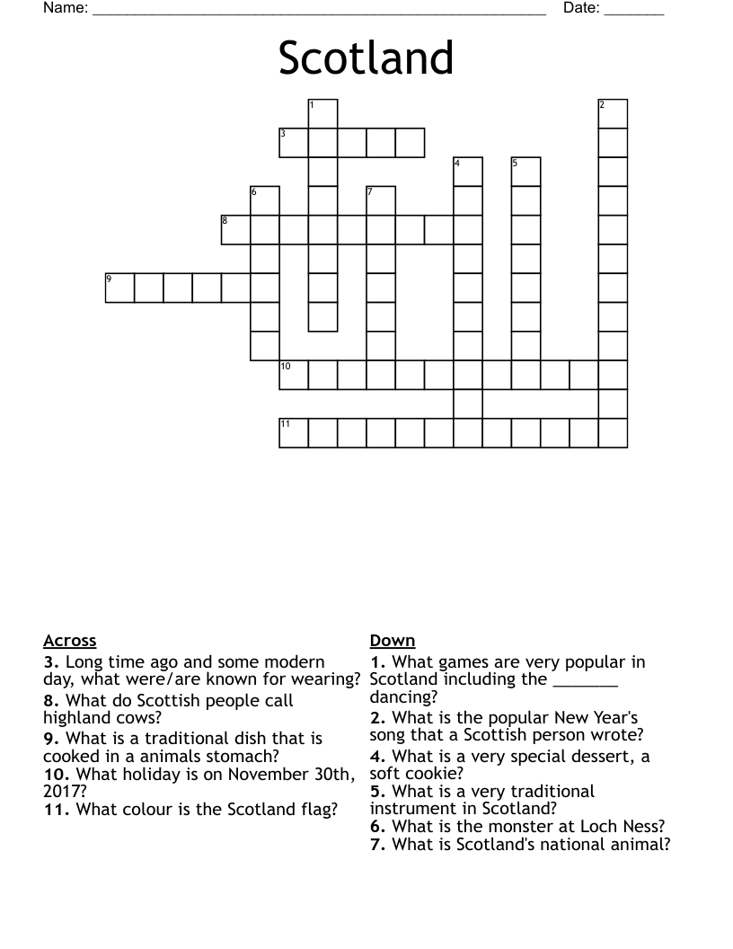 Scotland Crossword WordMint