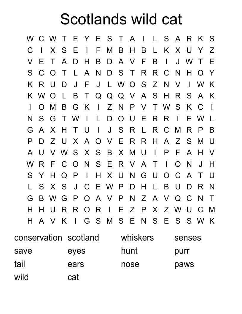 Scotland Word Search Printable