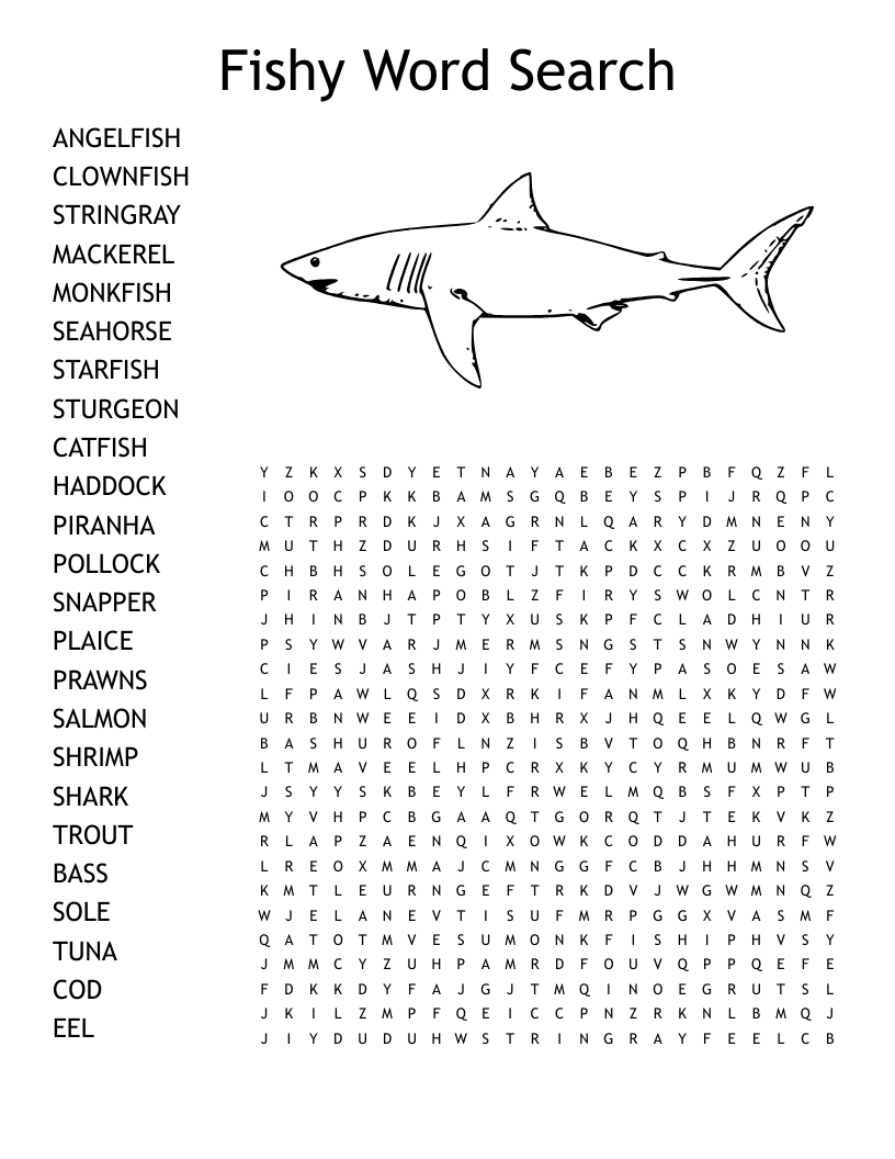 SEAFOODS Word Search WordMint