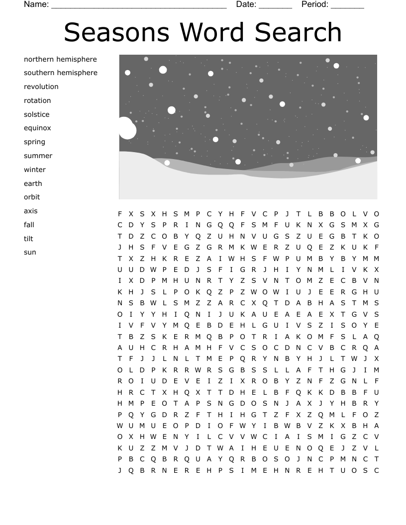 Seasons Word Search Printable Seasons Word Search Printable