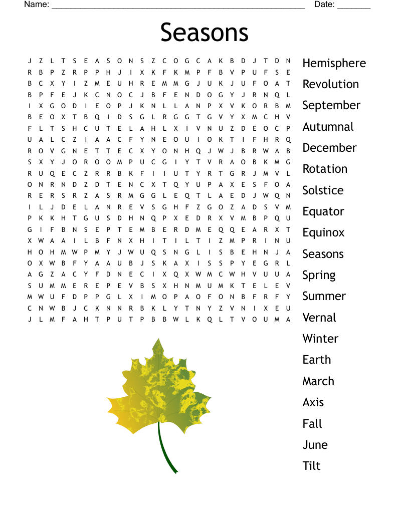 Seasons Word Search WordMint Seasons Word Search WordMint