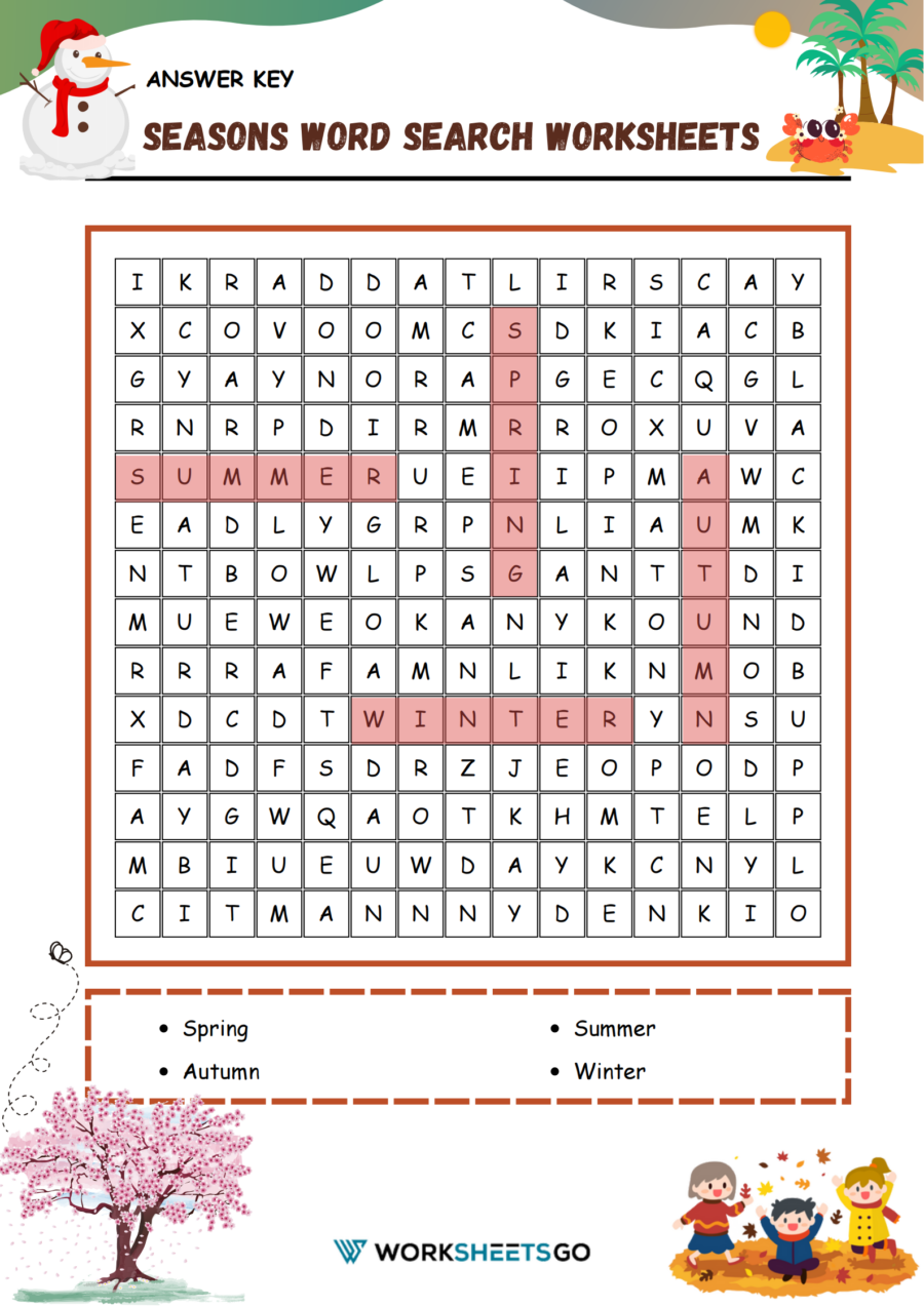 Seasons Word Search Worksheets WorksheetsGO Seasons Word Search Worksheets WorksheetsGO