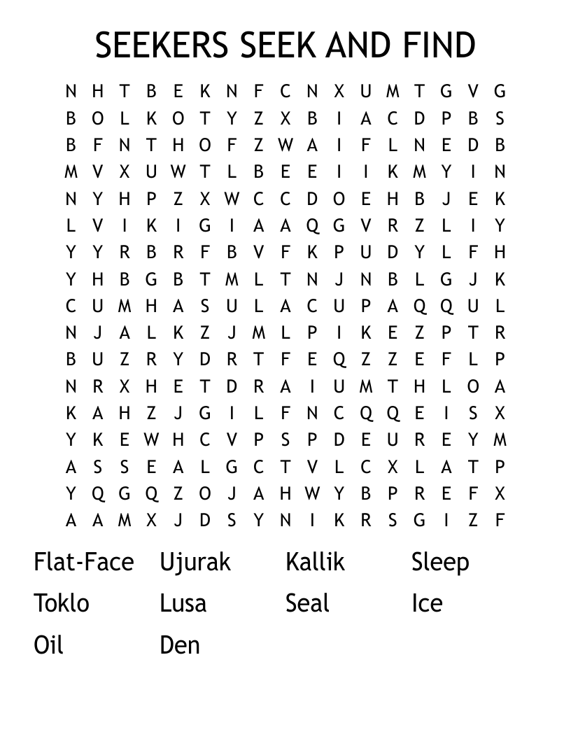 Seek And Find Word Search Printable