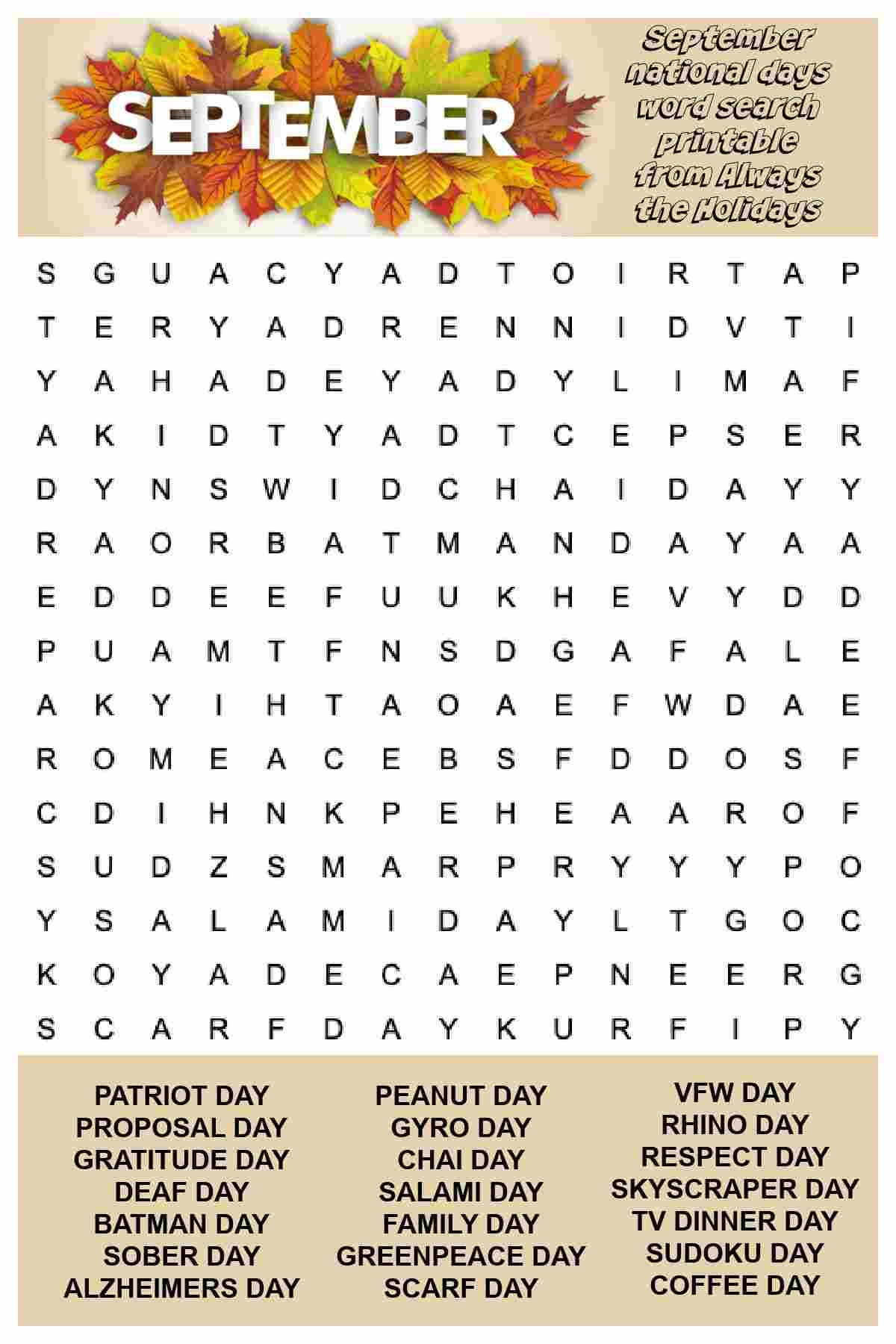 Free Word Search Puzzle Printable