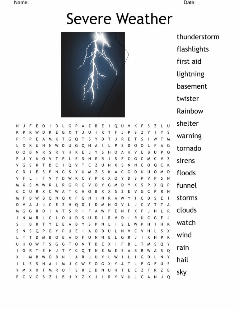 Severe Weather Word Search WordMint