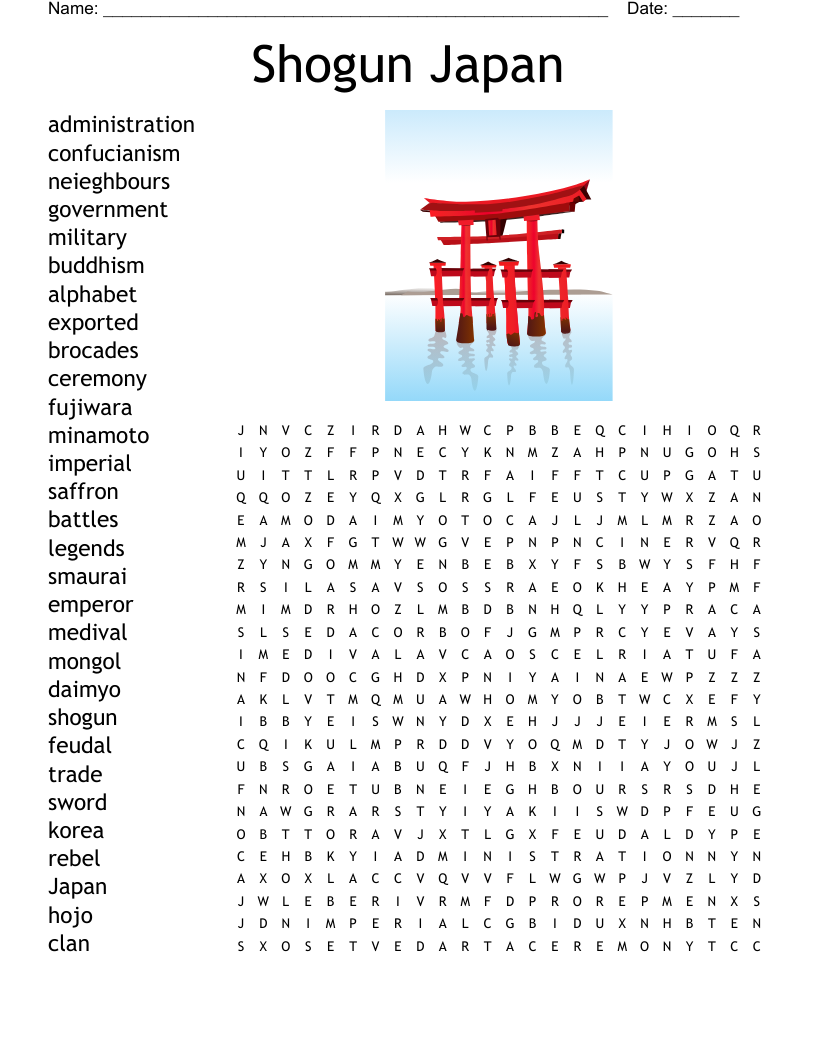 Shogun Japan Word Search WordMint