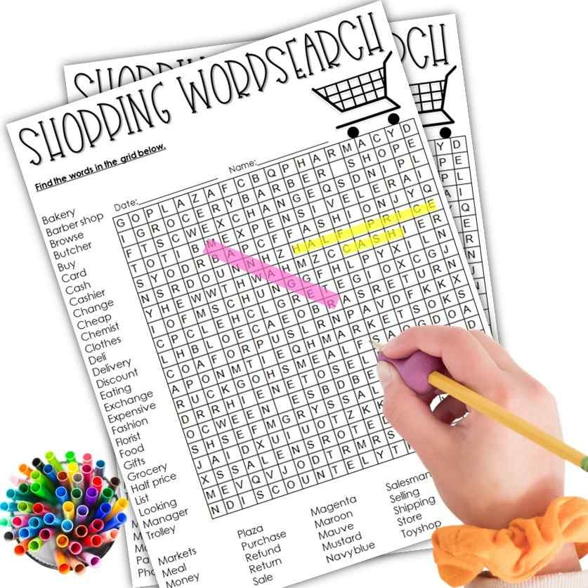Shopping Word Search Printable