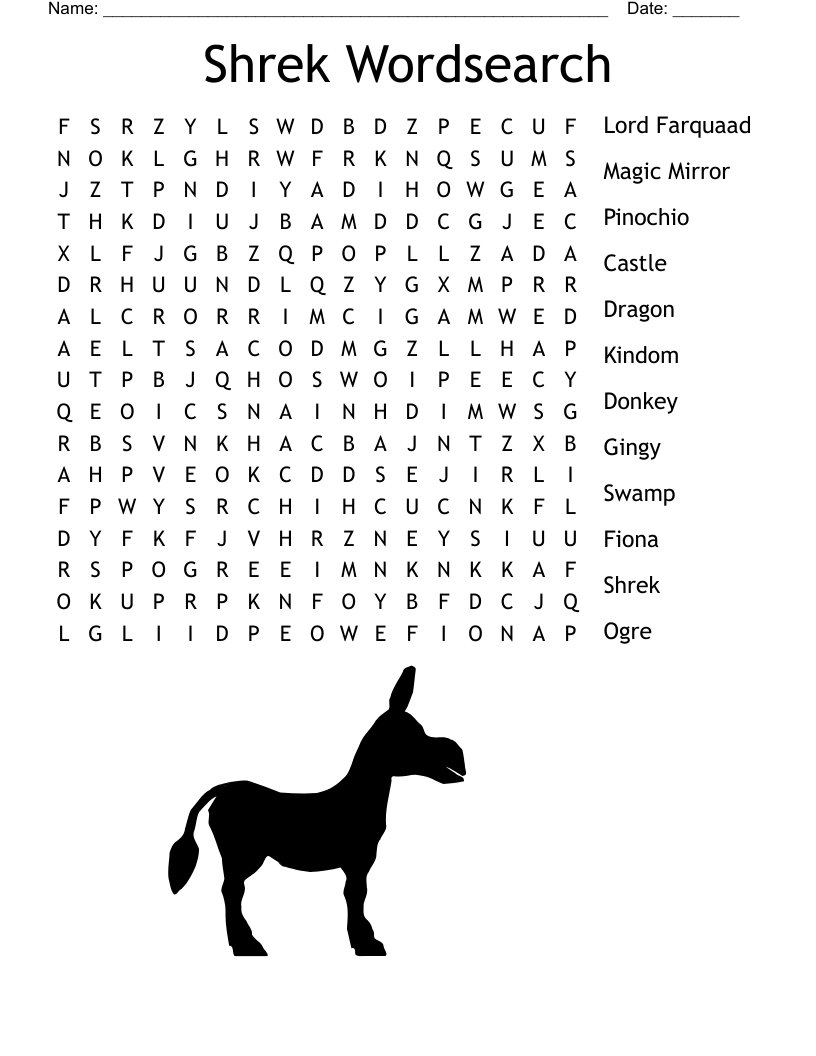 Shrek Wordsearch WordMint