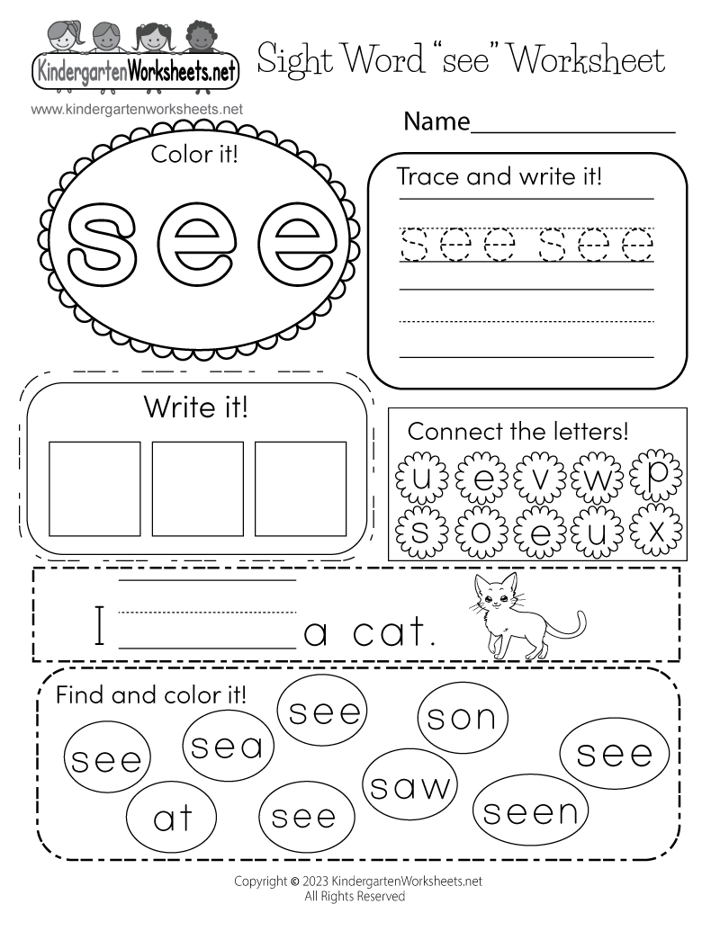 Sight Word see Worksheet Free Printable Digital U0026 PDF