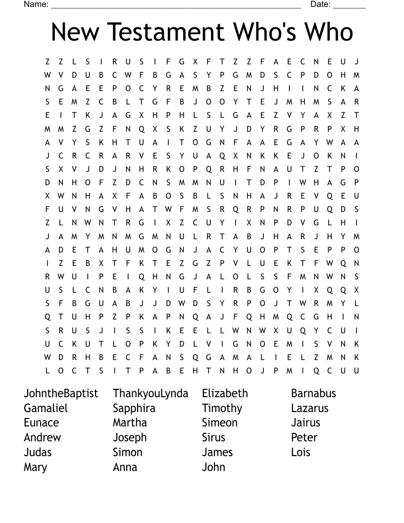 Simeon And Anna Word Search WordMint