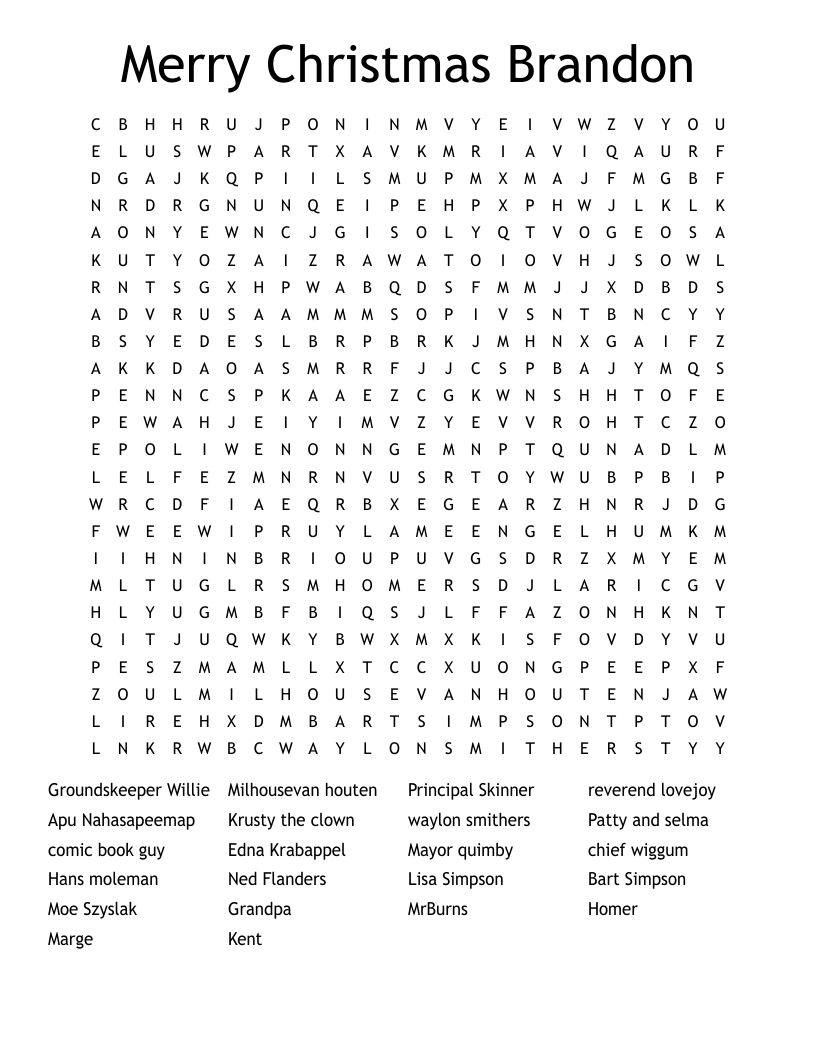 Simpsons Word Search WordMint