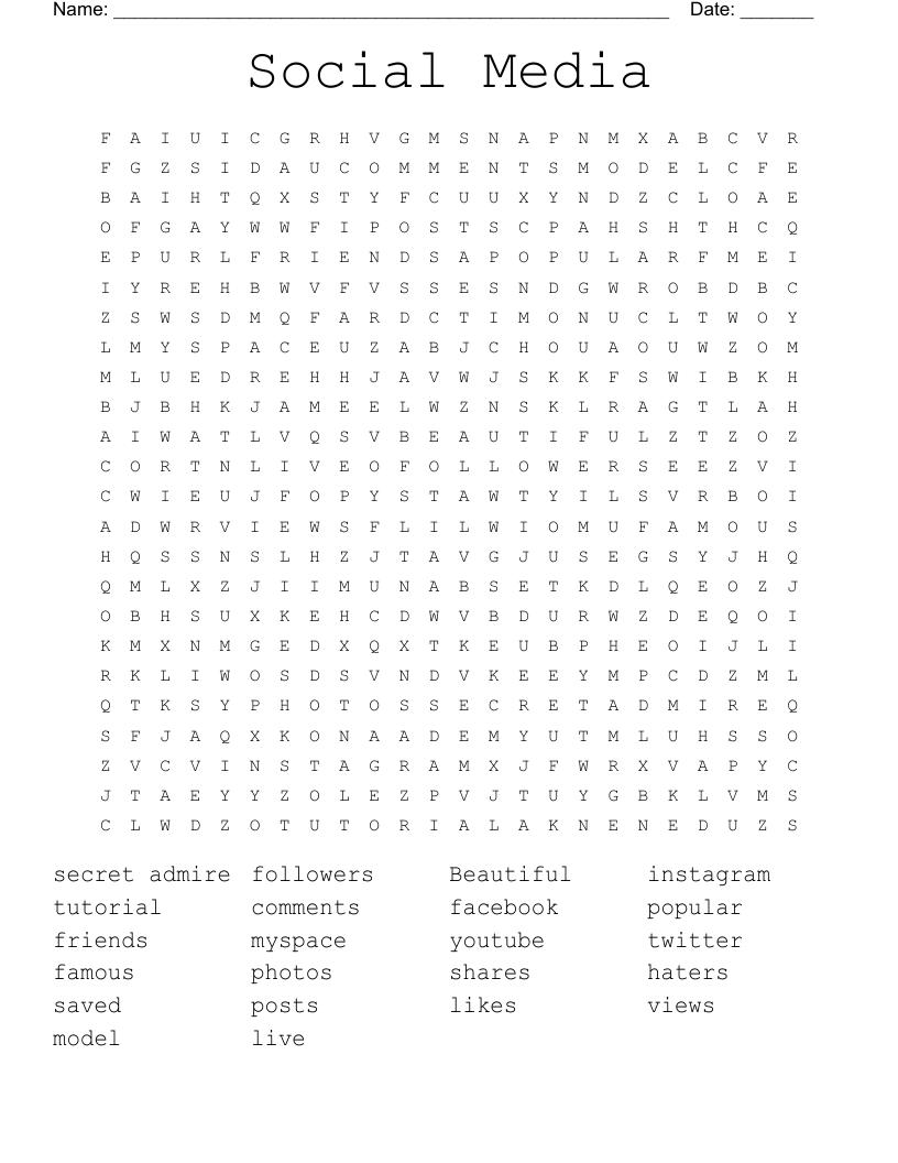 Social Media Word Search WordMint Social Media Word Search WordMint