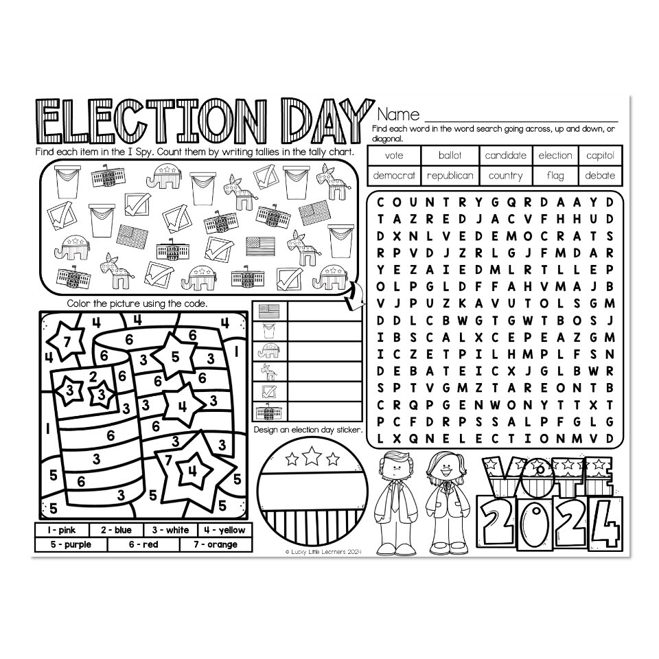 Social Studies Election And Voting Placemat Lucky Little 