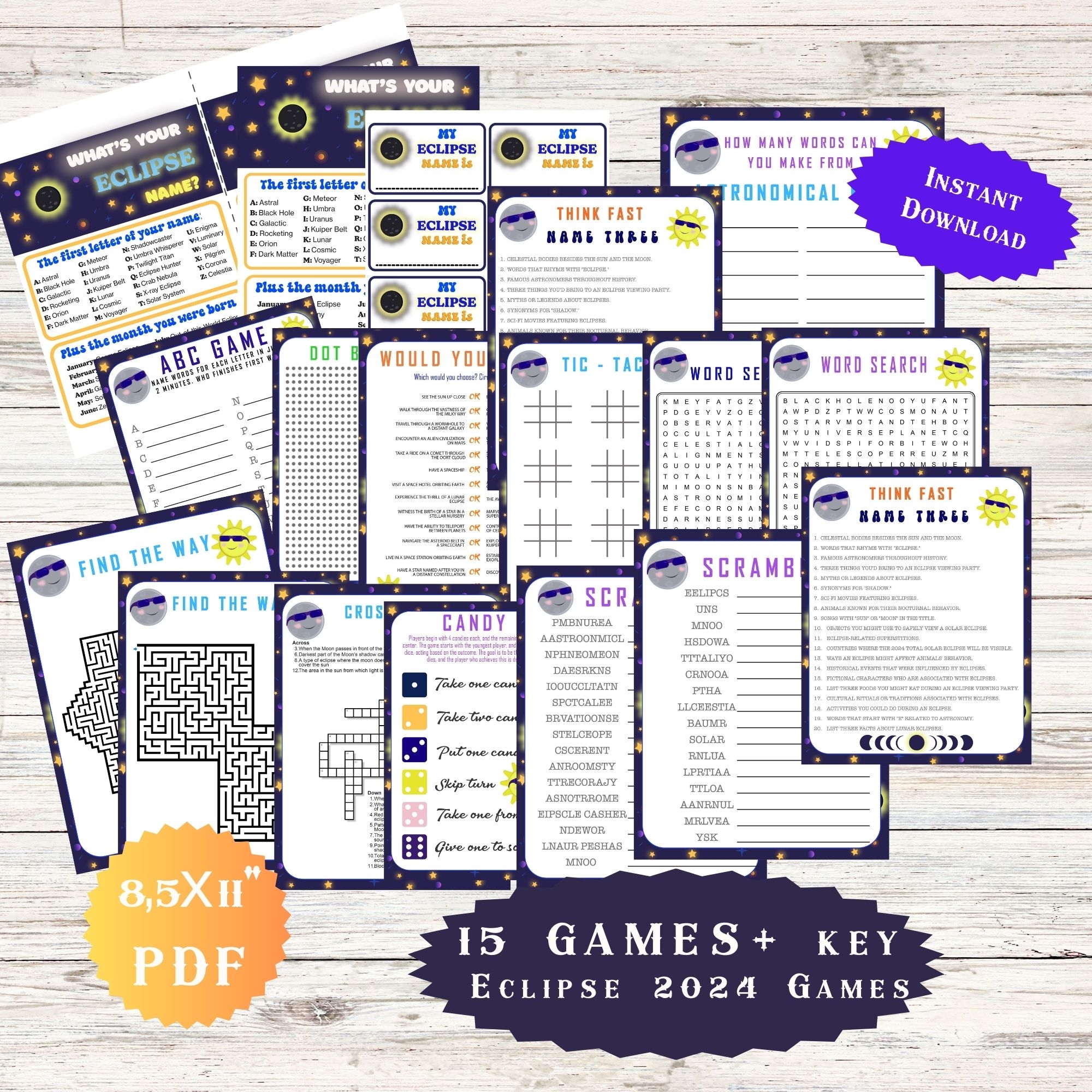 Eclipse Printables Kids Word Search