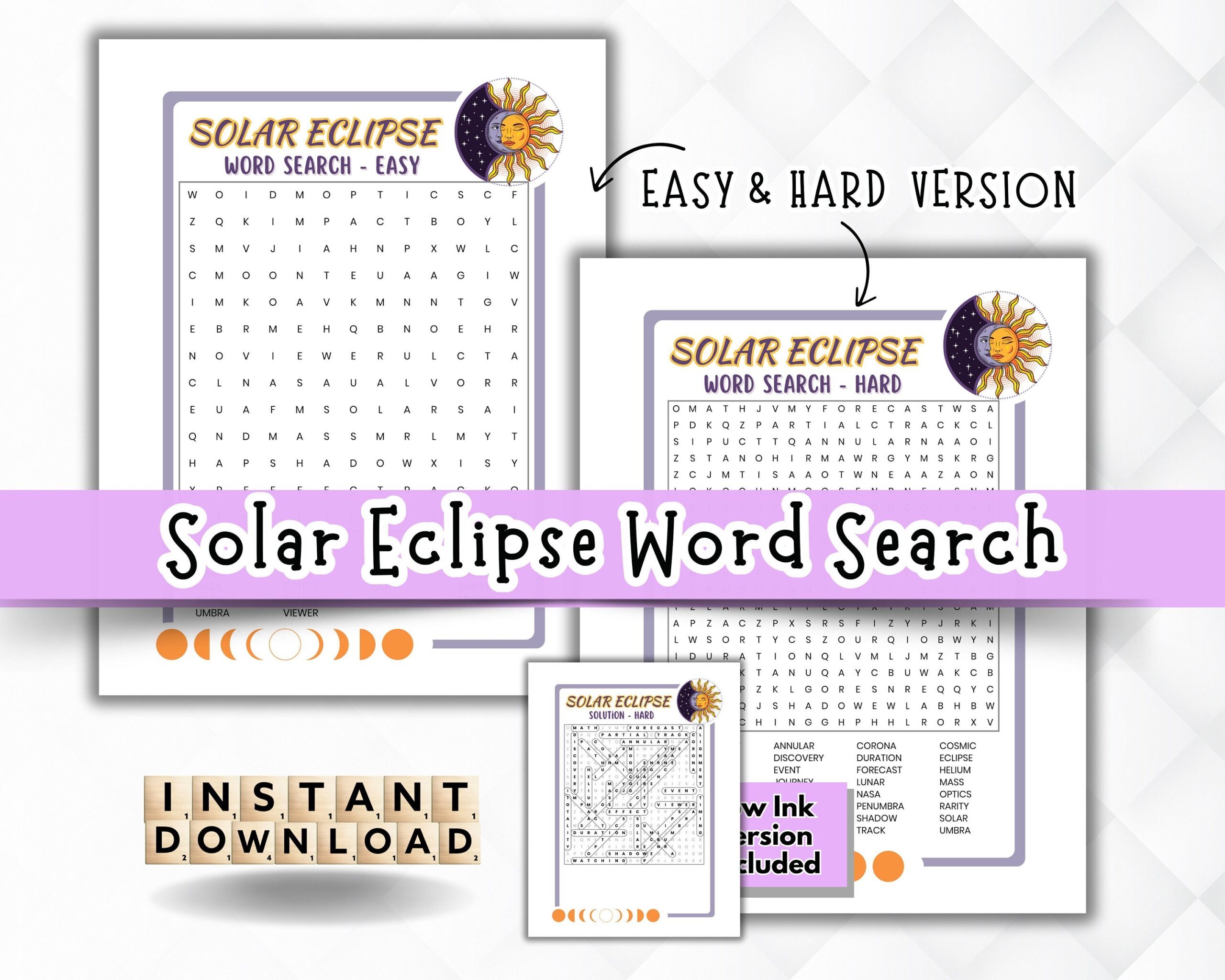Solar Eclipse Word Search Solar Eclipse Games For Kids Solar Eclipse 2024 Totality Games Lunar Eclipse Solar Eclipse Activity Printable Etsy