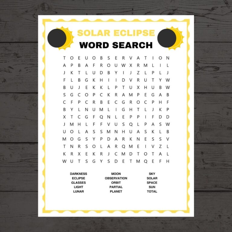 Solar Eclipse Word Search Solar Eclipse Worksheet Solar Eclipse Word Searches For Kids And Adults
