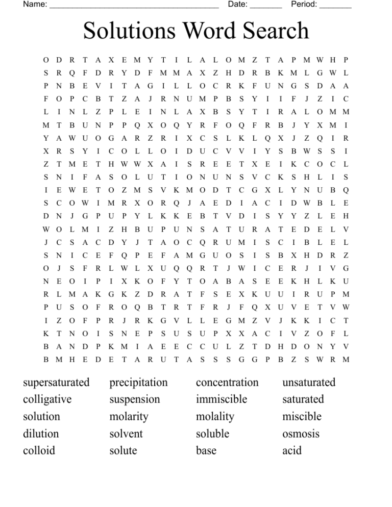 Solutions Word Search WordMint