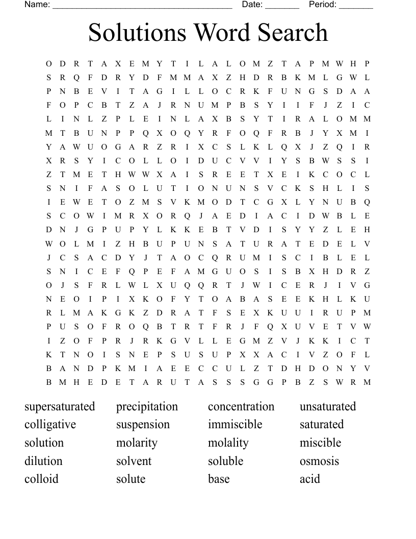 Solutions Word Search WordMint