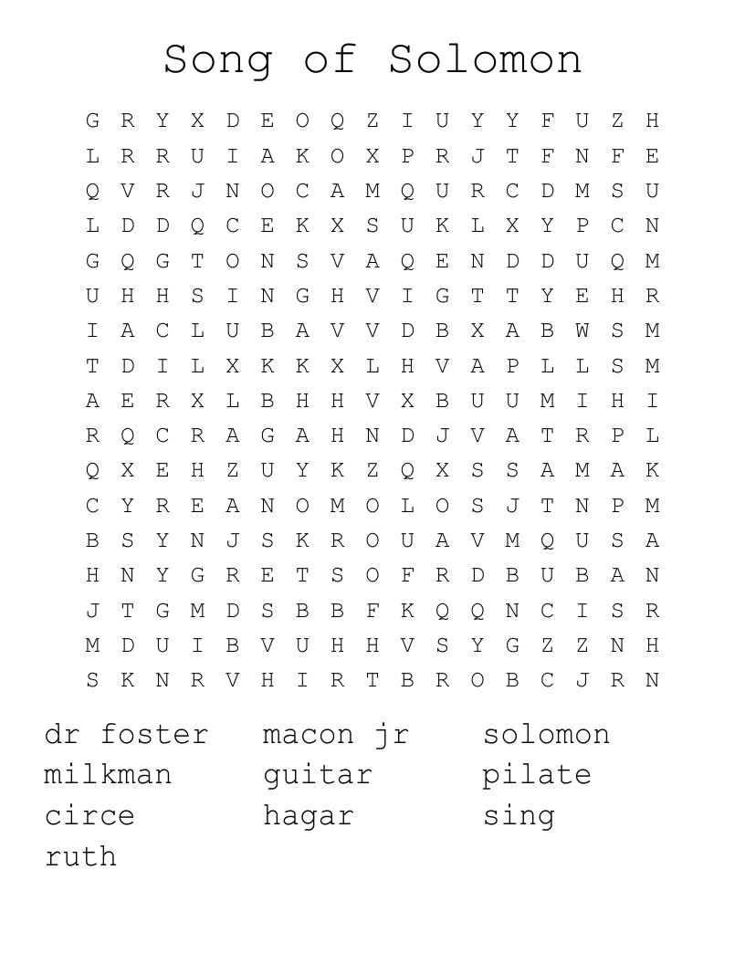 Song Of Solomon Word Search WordMint Song Of Solomon Word Search WordMint