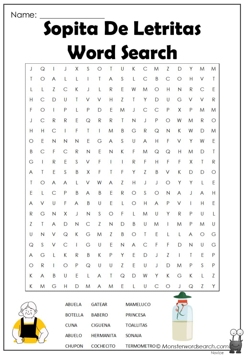 Printable Spanish Names Word Search