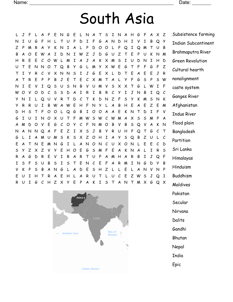 Asian Countries Word Search Printable Asian Countries Word Search Printable