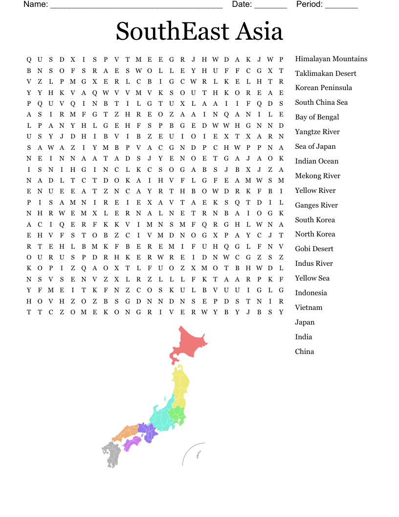 SouthEast Asia Word Search WordMint