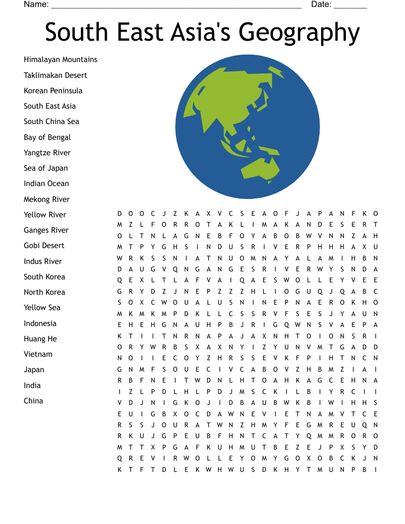 Southeast Asia Word Search WordMint