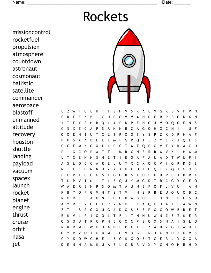 Space Shuttle Word Search WordMint