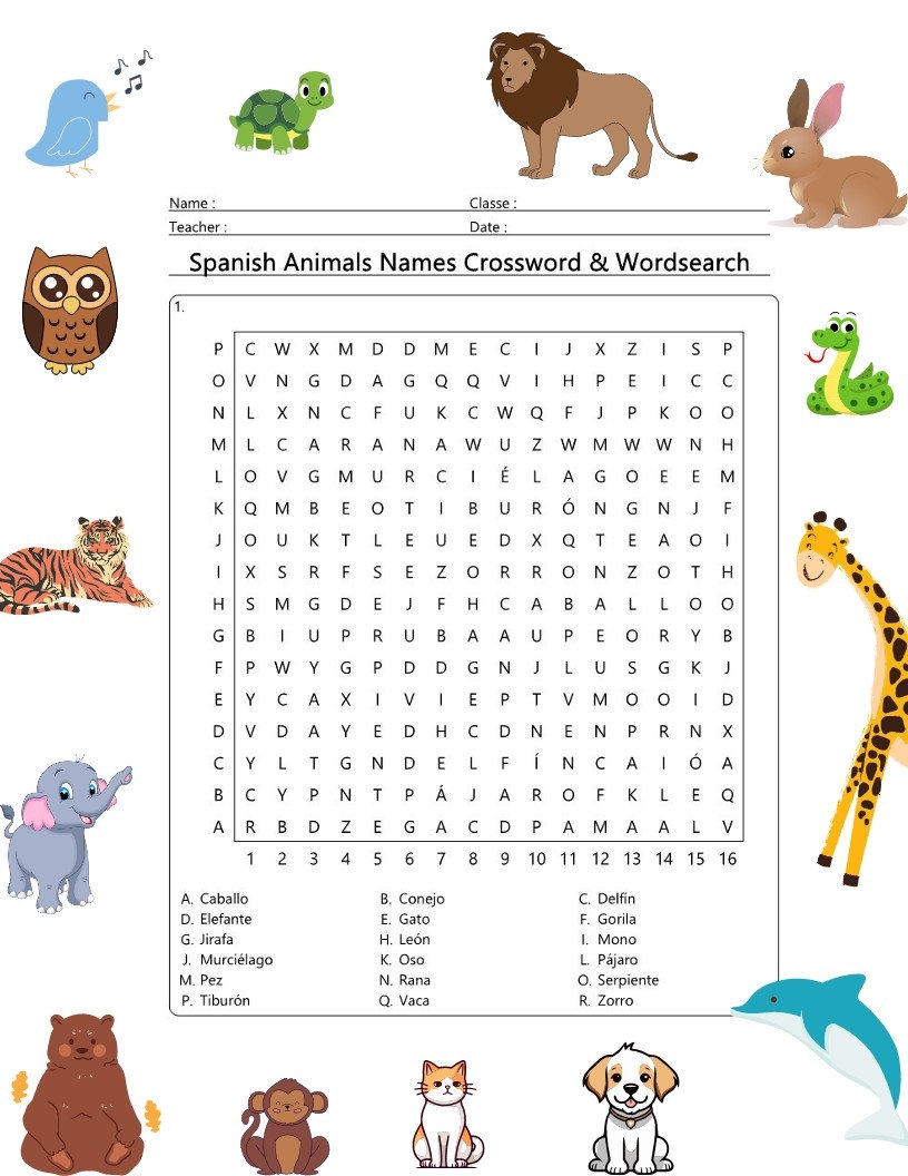 Sopa De Letras Word Search Printable