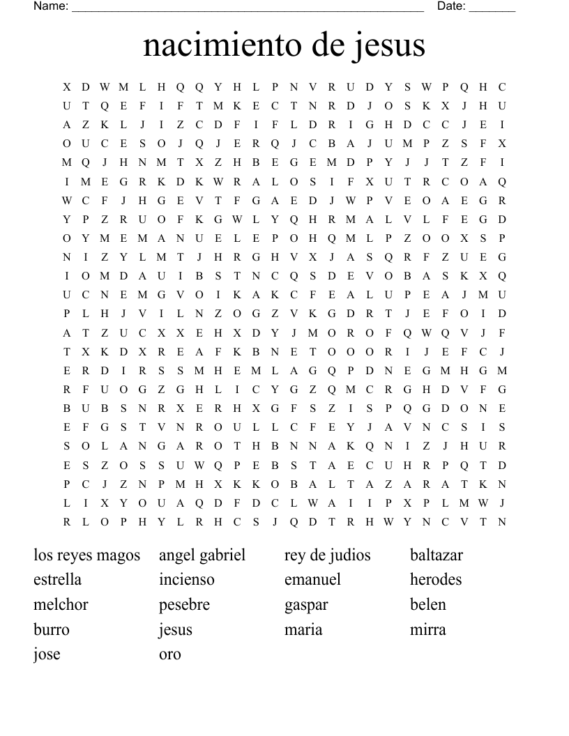 Spanish Christmas Word Find Word Search WordMint
