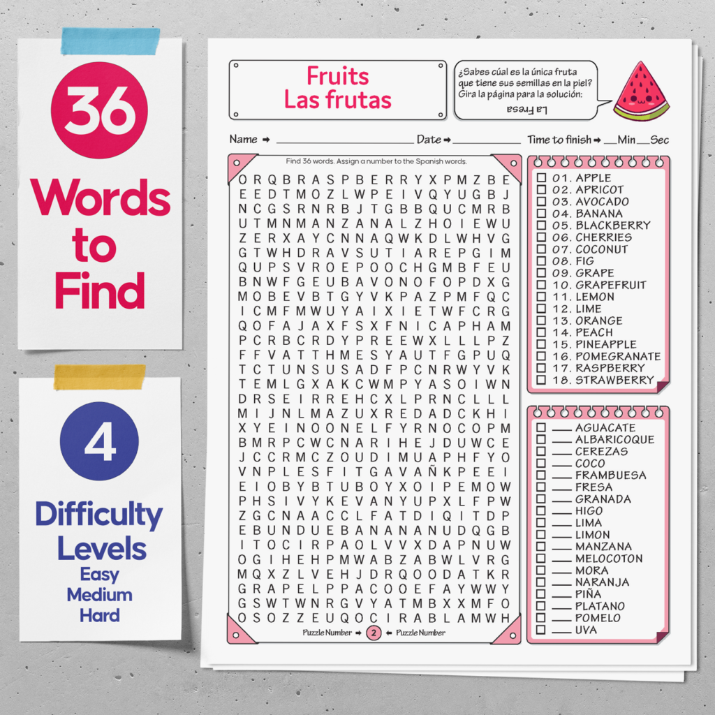 Spanish Food Word Search A Free Printable To Learn Food Vocabulary