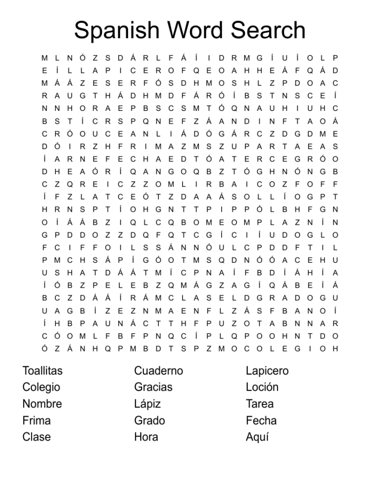 Spanish Word Search WordMint